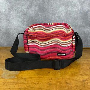 Yak Pak Messenger Bag Book Bag Red Pink Geometric Design Crossbody Adjustable
